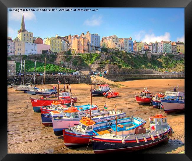 Tenby Colourful Fishing Boats Framed Print by Martin Chambers