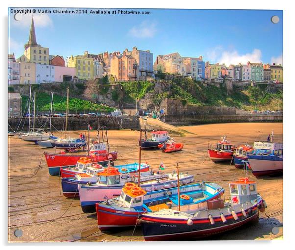 Tenby Colourful Fishing Boats Acrylic by Martin Chambers