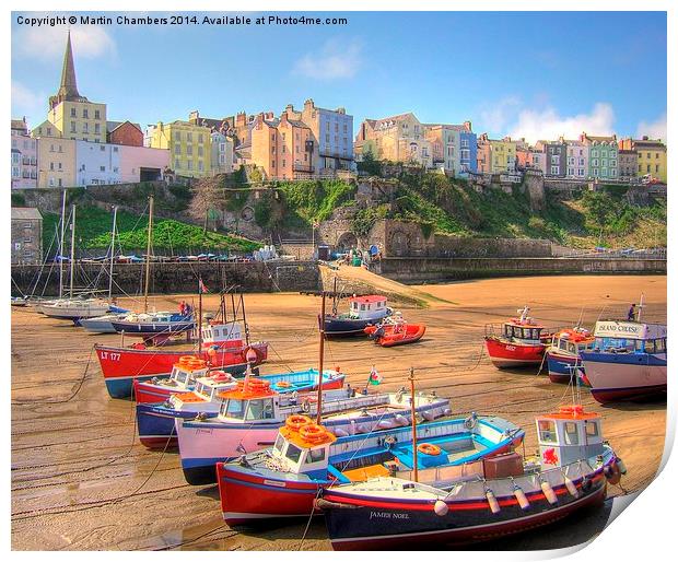 Tenby Colourful Fishing Boats Print by Martin Chambers
