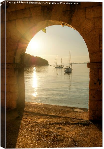 Golden Archway Sunset in Cavtat Canvas Print by David Birchall