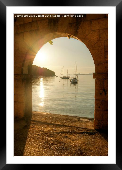 Golden Archway Sunset in Cavtat Framed Mounted Print by David Birchall