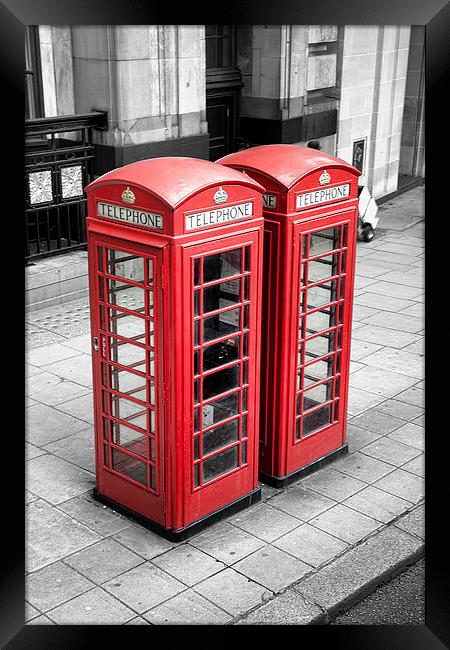 Telephone Boxes, London. Framed Print by Catherine Joll