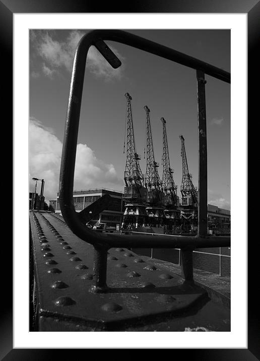 cranes in the frame Framed Mounted Print by mark blower