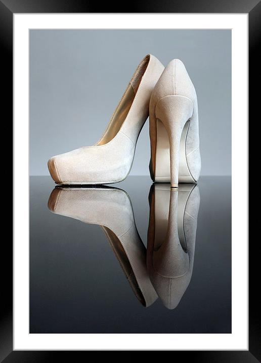 Champagne Stiletto Shoes Framed Mounted Print by Terri Waters