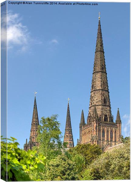 Majestic Lichfield Cathedral A Symbol of Holy Wors Canvas Print by Alan Tunnicliffe