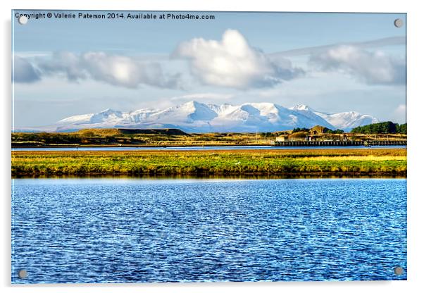 Snow Mountains Of Arran Acrylic by Valerie Paterson