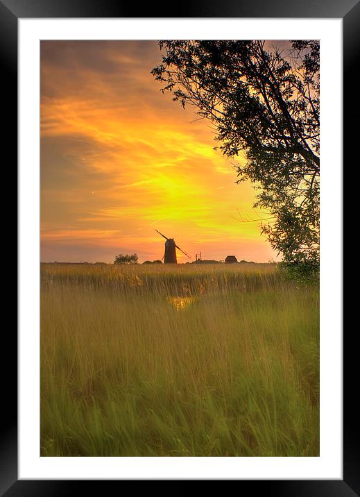 Martham Mill Sunset Framed Mounted Print by Steve Hardiman