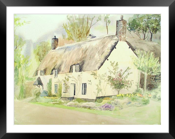 Picturesque Dunster Cottage Framed Mounted Print by Martin Howard