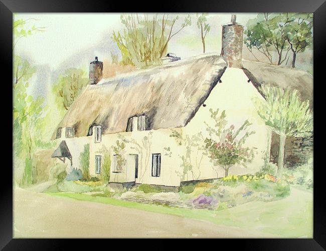 Picturesque Dunster Cottage Framed Print by Martin Howard