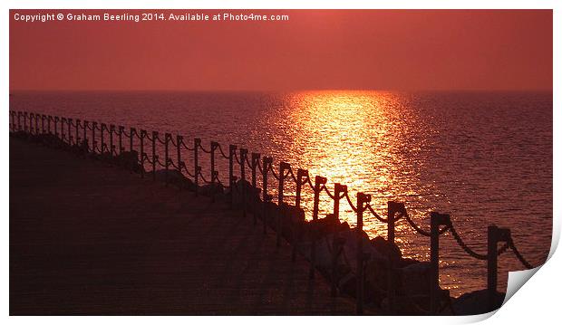 Evening Sunset at Herne Bay Print by Graham Beerling