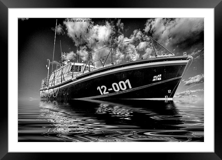 Lifeboat in mono Framed Mounted Print by Thanet Photos