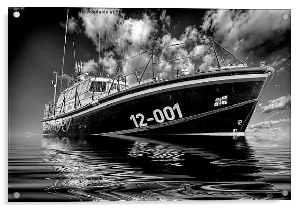 Lifeboat in mono Acrylic by Thanet Photos
