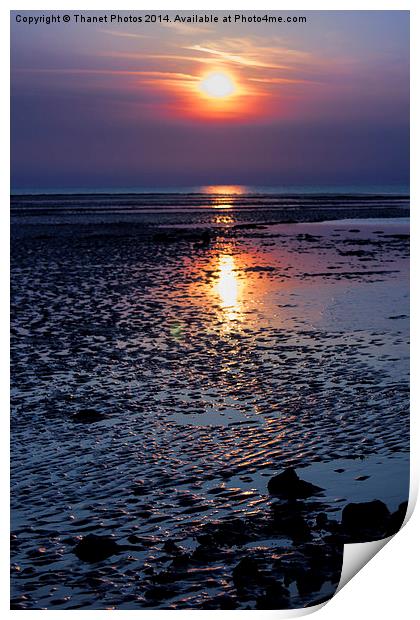 Beach sunset Print by Thanet Photos