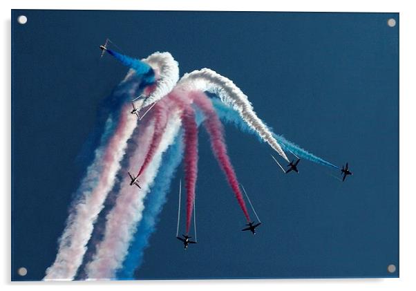 Red Arrows at RAF Waddington Acrylic by John Marshall