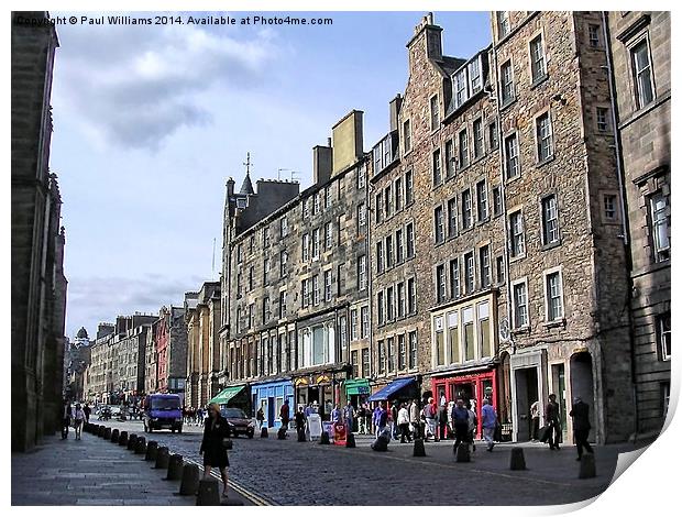 Shops in The Royal Mile Print by Paul Williams