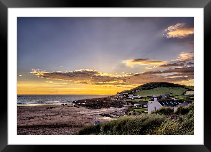 Croyde Bay Sunset Framed Mounted Print by Dave Wilkinson North Devon Ph