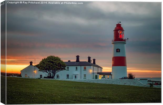Souter Lighthouse Lit Up Canvas Print by Ray Pritchard