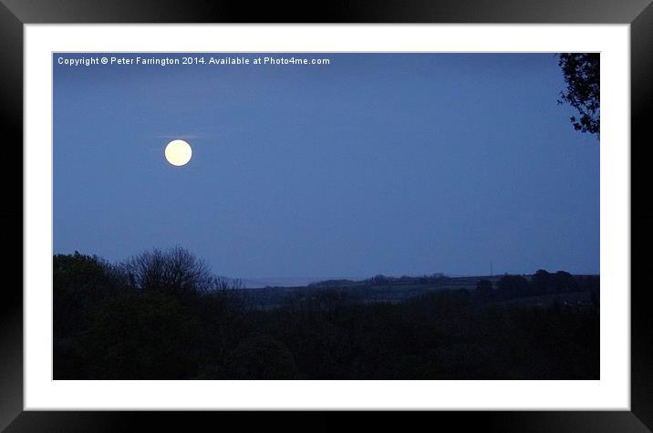 Moon Above The Devonshire Countryside Framed Mounted Print by Peter Farrington