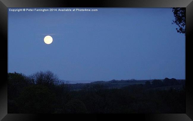 Moon Above The Devonshire Countryside Framed Print by Peter Farrington