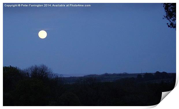 Moon Above The Devonshire Countryside Print by Peter Farrington