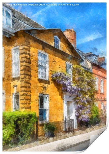 Cotswold Town House With Wisteria Print by Graham Prentice