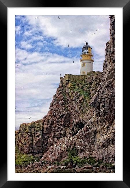 Lighthouse on Bass rock Framed Print by jane dickie