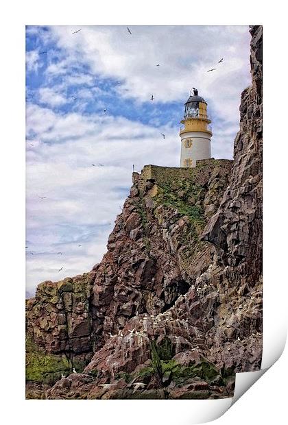 Lighthouse on Bass rock Print by jane dickie