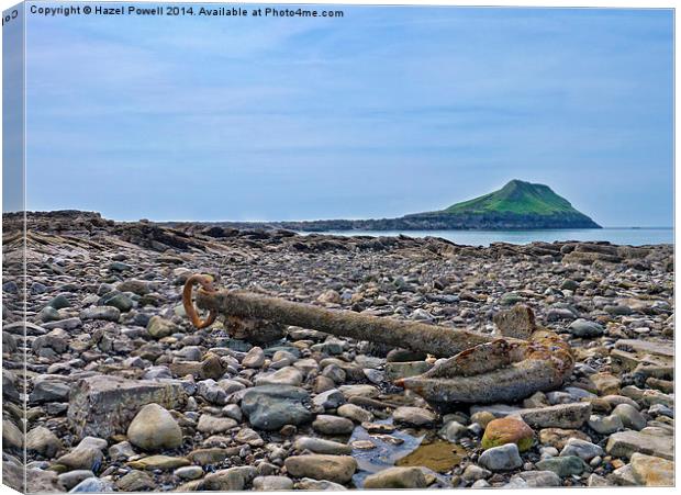 The Old Anchor, Worms Head Canvas Print by Hazel Powell