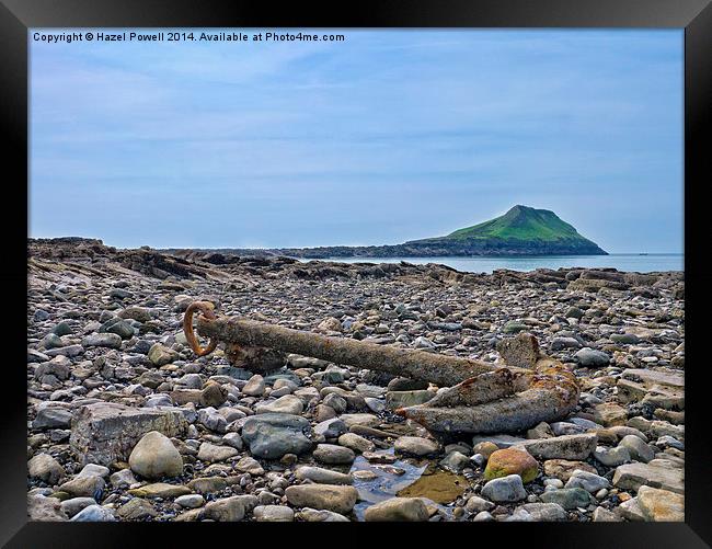 The Old Anchor, Worms Head Framed Print by Hazel Powell