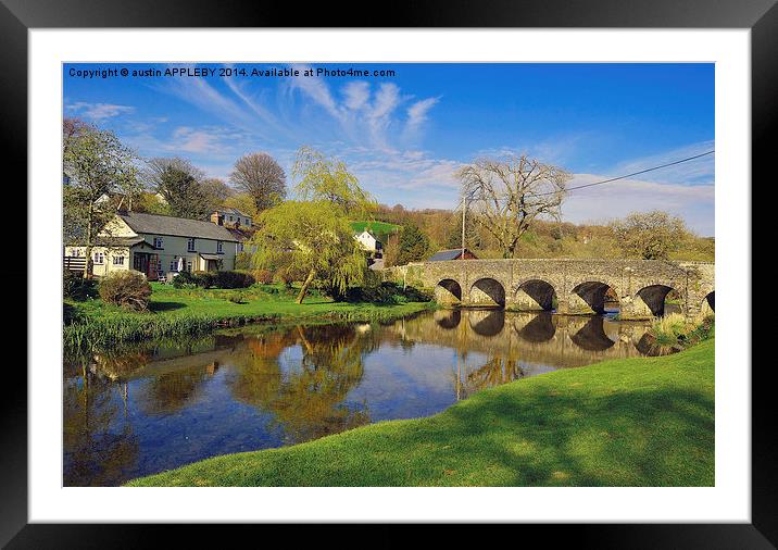 WITHYPOOL VILLAGE AND BRIDGE EXMOOR Framed Mounted Print by austin APPLEBY