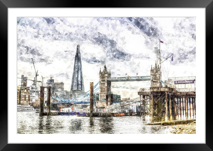 The River Thames Art Framed Mounted Print by David Pyatt