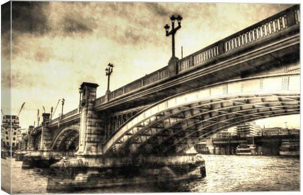 Southwark Bridge Vintage Art Canvas Print by David Pyatt