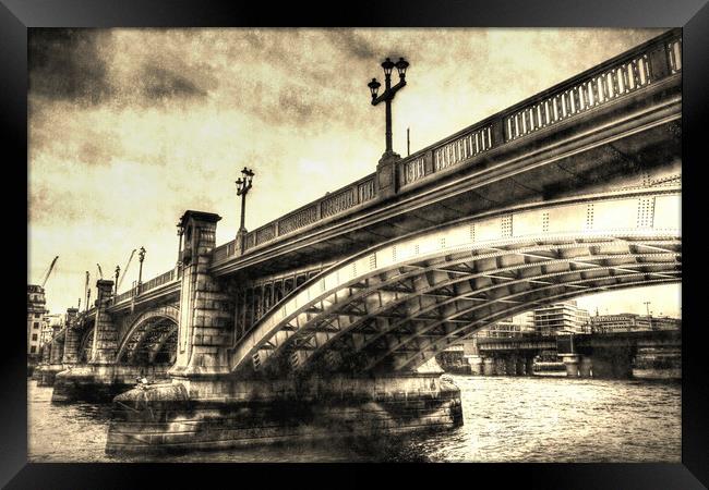 Southwark Bridge Vintage Art Framed Print by David Pyatt
