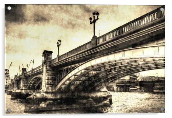 Southwark Bridge Vintage Art Acrylic by David Pyatt