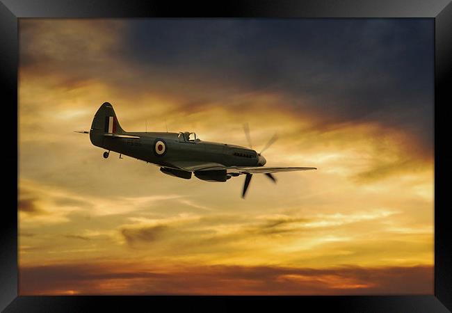 Spitfire  PS915 Sunset Framed Print by J Biggadike