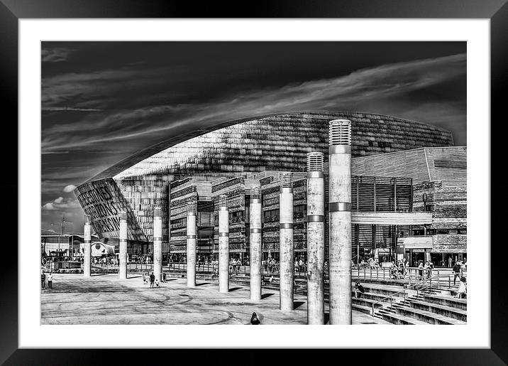 Wales Millennium Centre B&W Framed Mounted Print by Steve Purnell