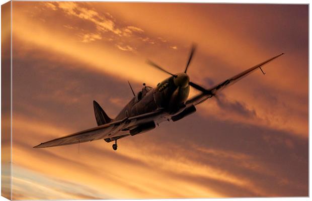 Supermarine Spitfire Sunset Pass Canvas Print by J Biggadike