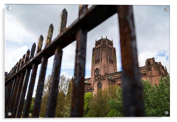 Anglican cathedral behind railings Acrylic by Jason Wells