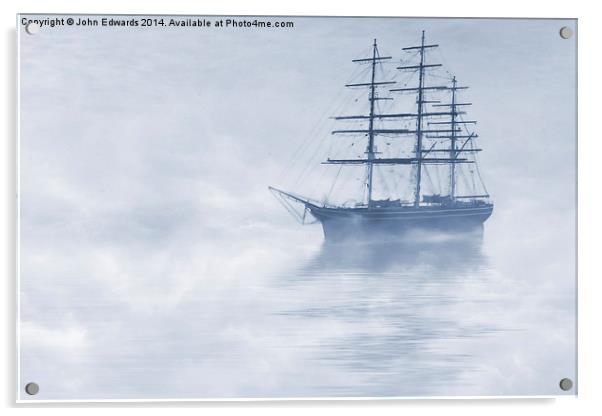 Morning Mists Cyanotype Acrylic by John Edwards