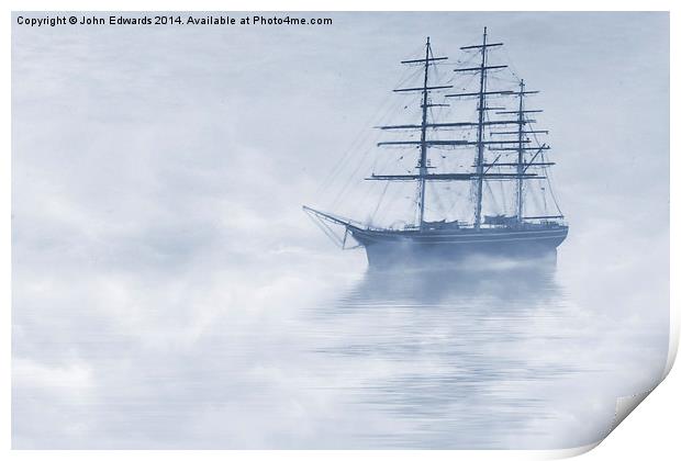 Morning Mists Cyanotype Print by John Edwards