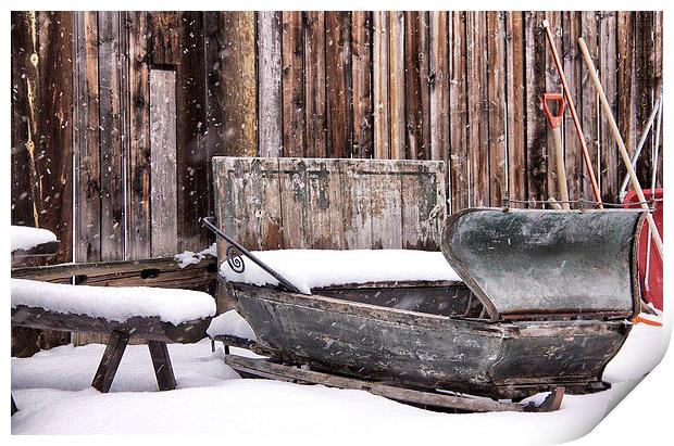 Santas sleigh Print by Fiona Miller