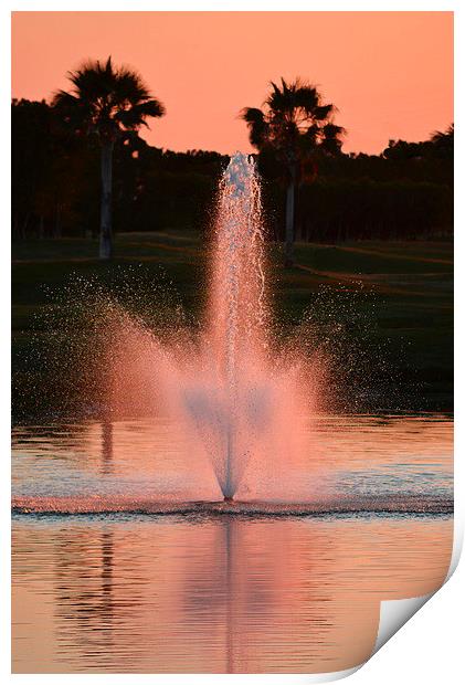 Sunset Pink Fountain Print by Jacqueline Burrell