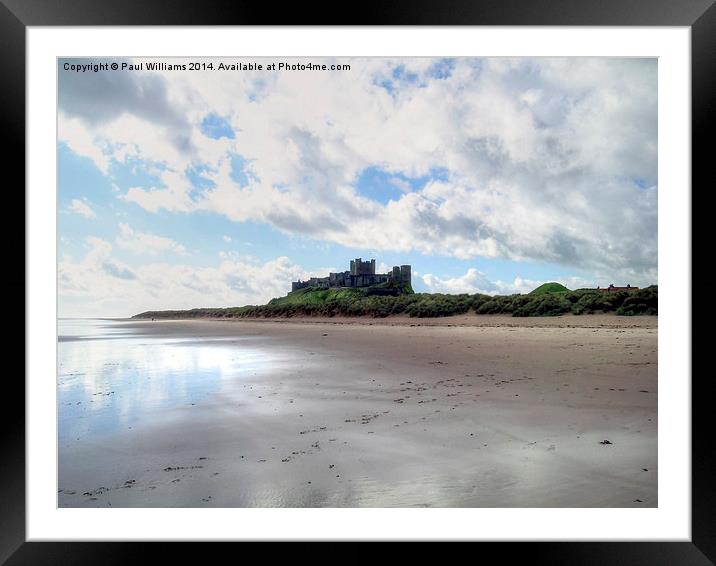 Bamburgh Castle and Beach Framed Mounted Print by Paul Williams