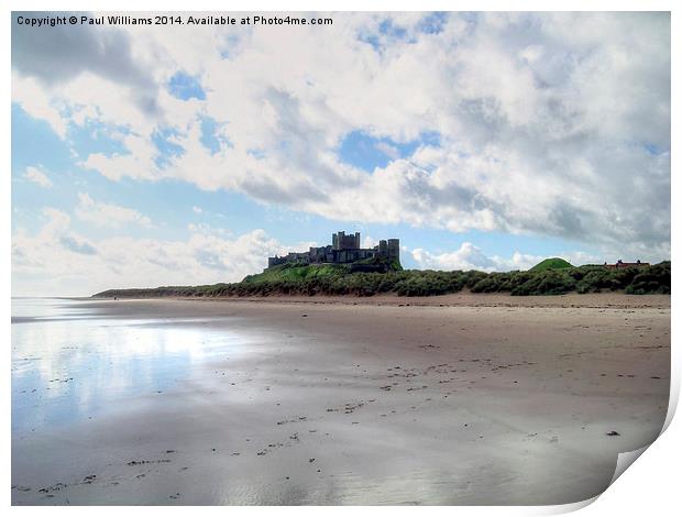 Bamburgh Castle and Beach Print by Paul Williams