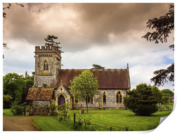 St Barnabas, Faccombe, Berkshire, England, U Print by Mark Llewellyn