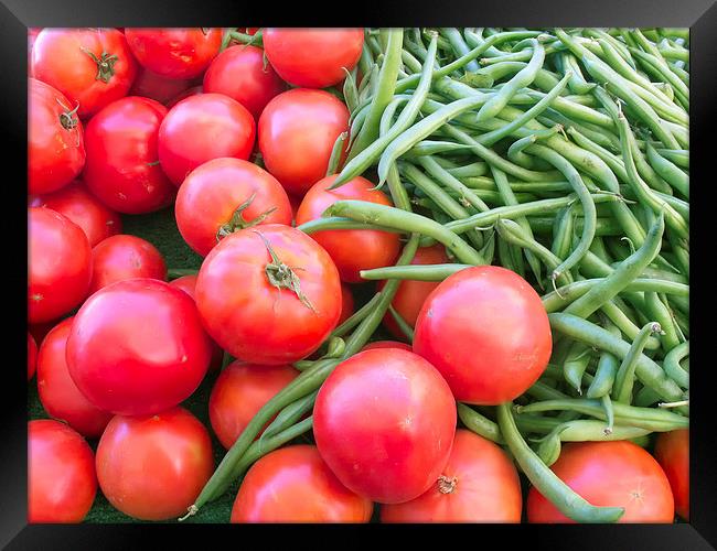Farm Fresh Tomatoes and Beans Framed Print by Ram Vasudev