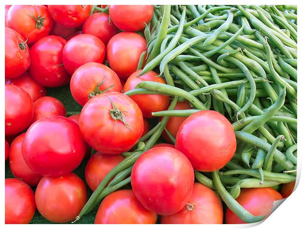 Farm Fresh Tomatoes and Beans Print by Ram Vasudev