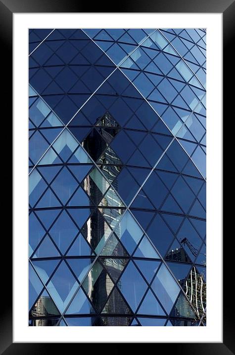 London Gherkin Abstract Framed Mounted Print by Maggie Railton