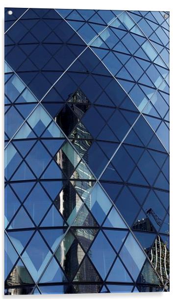 London Gherkin Abstract Acrylic by Maggie Railton