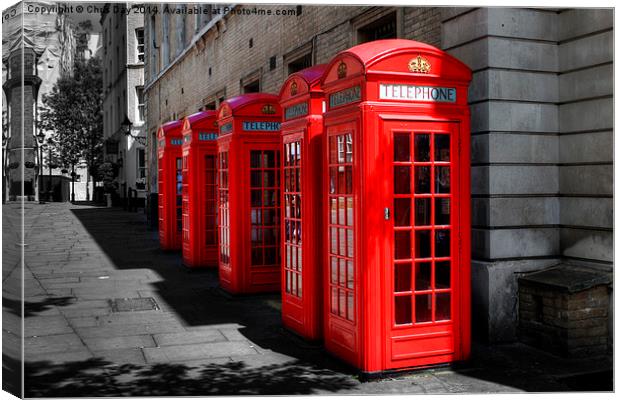 Telephone Boxes Canvas Print by Chris Day